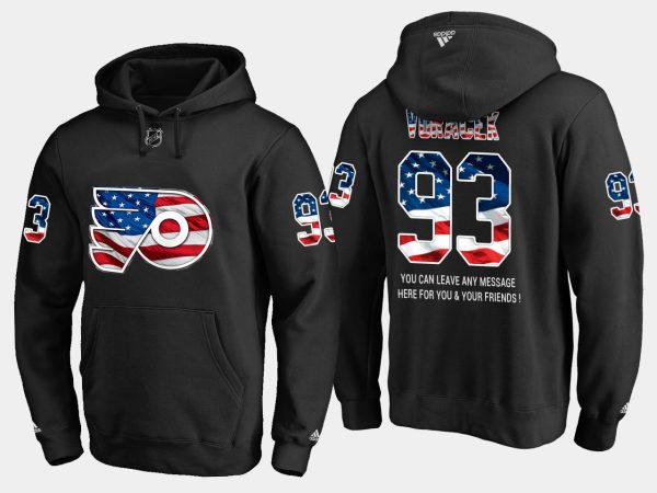 Stunning Flyers #93 Jakub Voracek NHL Banner Wave Usa Flag Black Hoodie to complete your fan gear collection