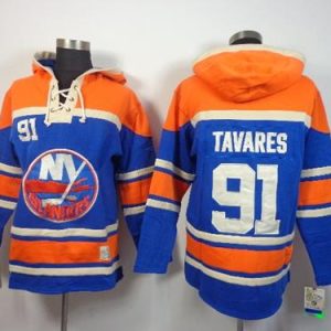 Sleek Islanders #91 John Tavares Baby Blue Sawyer Hooded Sweatshirt Stitched NHL Jersey a must - have for collectors