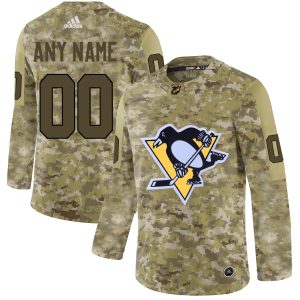 Gorgeous Men's Adidas Penguins Personalized Camo Authentic NHL Jersey to show your team spirit