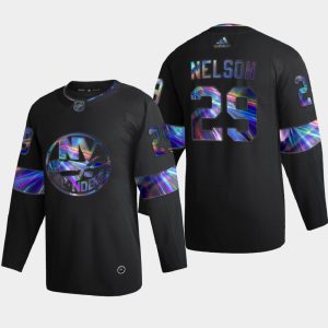 Stylish New York Islanders #29 Brock Nelson Men's Nike Iridescent Holographic Collection NHL Jersey Black a must - have for collectors
