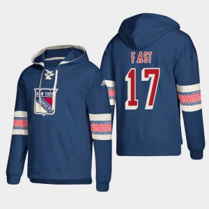 Amazing New York Rangers #17 Jesper Fast Blue adidas Lace Up Pullover Hoodie for ultimate sports enthusiasts