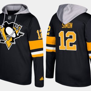 Stylish Penguins #12 Dominik Simon Black Name And Number Hoodie for die - hard hockey fans