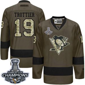Sleek Penguins #19 Bryan Trottier Green Salute to Service 2017 Stanley Cup Finals Champions Stitched NHL Jersey for die - hard hockey fans