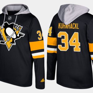 Gorgeous Penguins #34 Tom Kuhnhackl Black Name And Number Hoodie perfect for game days