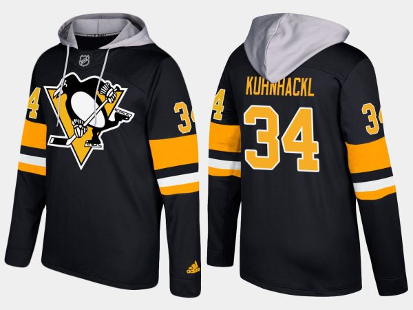 Gorgeous Penguins #34 Tom Kuhnhackl Black Name And Number Hoodie perfect for game days