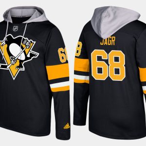 Sleek Penguins #68 Jaromir Jagr Black Name And Number Hoodie to complete your fan gear collection