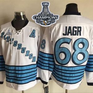 Sleek Penguins #68 Jaromir Jagr White/Light Blue CCM Throwback 2017 Stanley Cup Finals Champions Stitched NHL Jersey to stand out at the arena