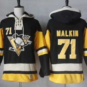 Gorgeous Penguins #71 Evgeni Malkin Black Alternate Sawyer Hooded Sweatshirt Stitched NHL Jersey a must - have for collectors