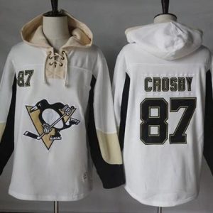 Gorgeous Penguins #87 Sidney Crosby White Pullover Hoodie Stitched NHL Jersey perfect for game days