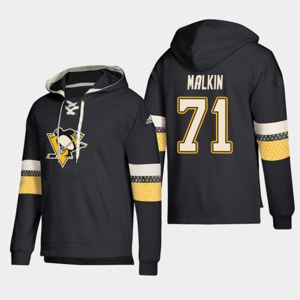 Fantastic Pittsburgh Penguins #71 Evgeni Malkin Black adidas Lace Up Pullover Hoodie to show your team spirit