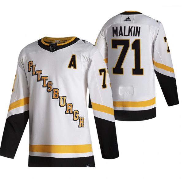 Sleek Pittsburgh Penguins #71 Evgeni Malkin White Men's Adidas 2020 21 Reverse Retro Alternate NHL Jersey for ultimate sports enthusiasts