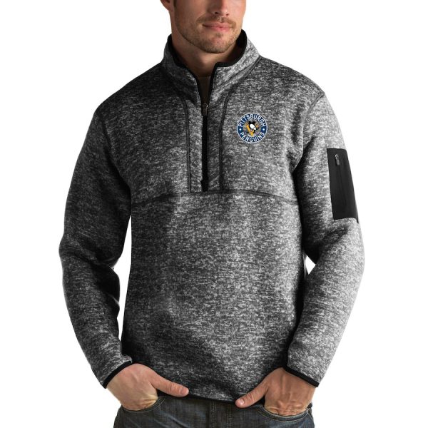 Impressive Pittsburgh Penguins Antigua Fortune Quarter Zip Pullover Jacket Charcoal for ultimate sports enthusiasts