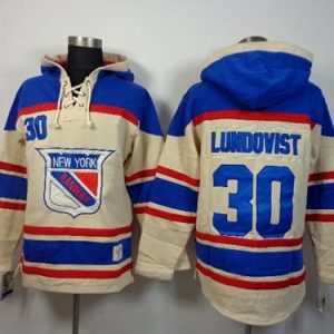 Fantastic Rangers #30 Henrik Lundqvist Cream Sawyer Hooded Sweatshirt Stitched NHL Jersey to stand out at the arena