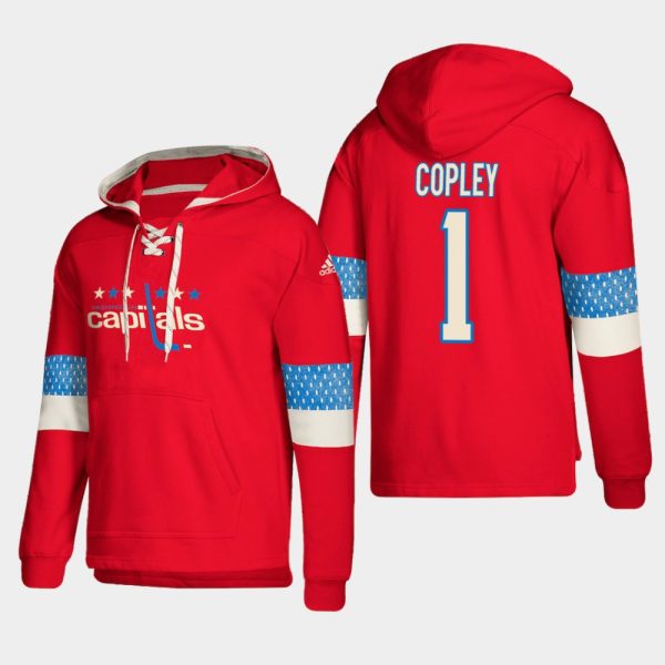 Sleek Washington Capitals #1 Pheonix Copley Red adidas Lace Up Pullover Hoodie to stand out at the arena