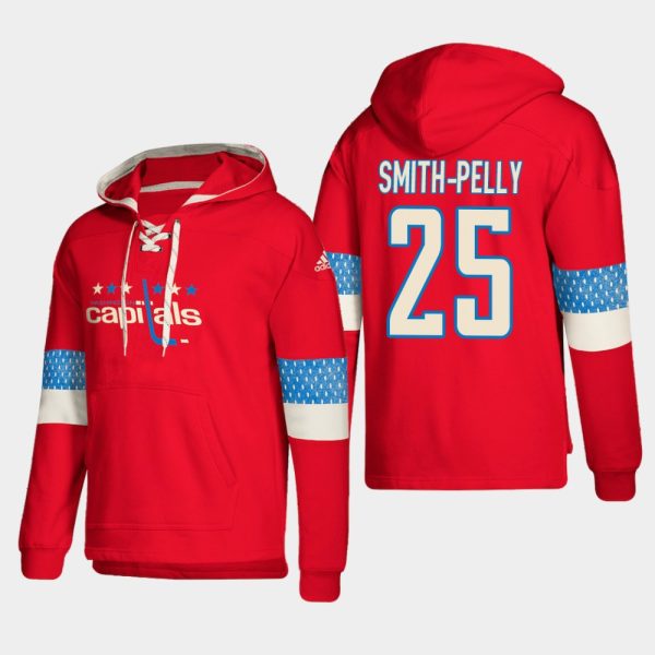 Stunning Washington Capitals #25 Devante Smith Pelly Red adidas Lace Up Pullover Hoodie for die - hard hockey fans