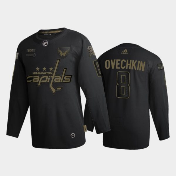 Amazing Washington Capitals #8 Alexander Ovechkin Adidas 2020 Veterans Day Authentic NHL Jersey Black to show your team spirit