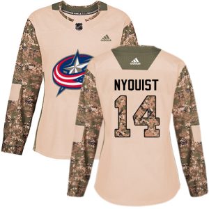 Amazing Adidas Blue Jackets #14 Gustav Nyquist Camo Authentic 2017 Veterans Day Women's Stitched NHL Jersey for ultimate sports enthusiasts