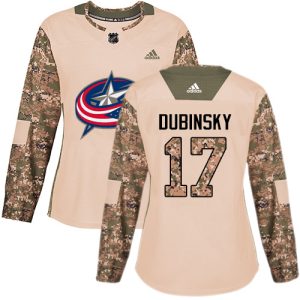 Sleek Adidas Blue Jackets #17 Brandon Dubinsky Camo Authentic 2017 Veterans Day Women's Stitched NHL Jersey to complete your fan gear collection