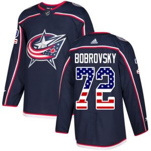 Stylish Adidas Blue Jackets #72 Sergei Bobrovsky Navy Blue Home Authentic USA Flag Stitched Youth NHL Jersey to complete your fan gear collection