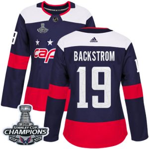 Stylish Adidas Capitals #19 Nicklas Backstrom Navy Authentic 2018 Stadium Series Stanley Cup Final Champions Women's Stitched NHL Jersey to stand out at the arena