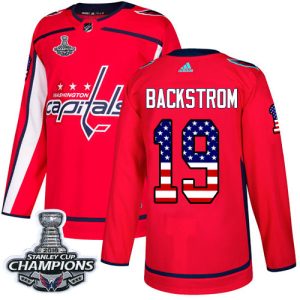 Impressive Adidas Capitals #19 Nicklas Backstrom Red Home Authentic USA Flag Stanley Cup Final Champions Stitched Youth NHL Jersey a must - have for collectors