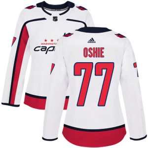 Sleek Adidas Capitals #77 T.J. Oshie White Road Authentic Women's Stitched NHL Jersey perfect for game days
