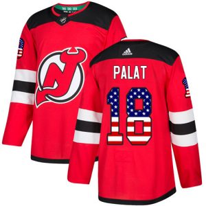 Stylish Adidas Devils #18 Ondrej Palat Red Home Authentic USA Flag Stitched Youth NHL Jersey for ultimate sports enthusiasts