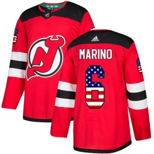 Amazing Adidas Devils #6 John Marino Red Home Authentic USA Flag Stitched Youth NHL Jersey to stand out at the arena