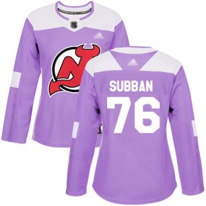 Gorgeous Adidas Devils #76 P.K. Subban Purple Authentic Fights Cancer Women's Stitched NHL Jersey for die - hard hockey fans