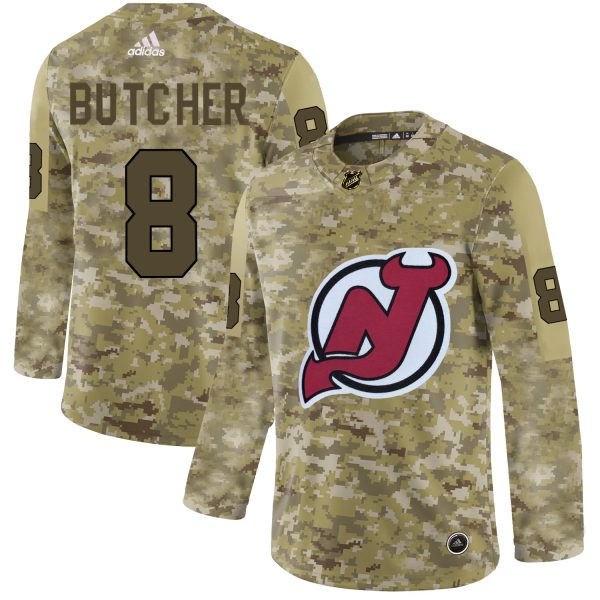 Amazing Adidas Devils #8 Will Butcher Camo Authentic Stitched NHL Jersey to show your team spirit