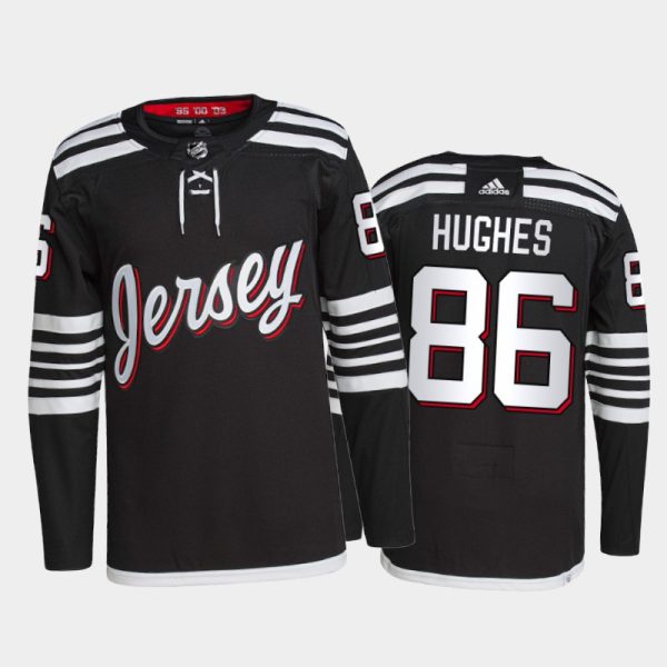 Unique Adidas Devils #86 Jack Hughes Men's 2021 22 Alternate Authentic NHL Jersey Black to show your team spirit