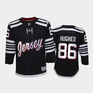 Unique Adidas Devils #86 Jack Hughes Youth 2021 22 Alternate Game NHL Jersey Black to show your team spirit