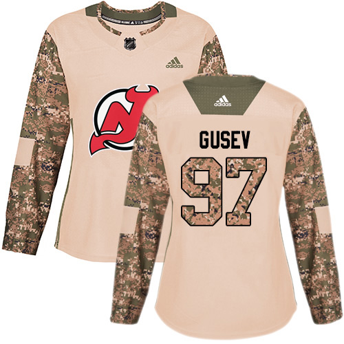Sleek Adidas Devils #97 Nikita Gusev Camo Authentic 2017 Veterans Day Women's Stitched NHL Jersey to stand out at the arena