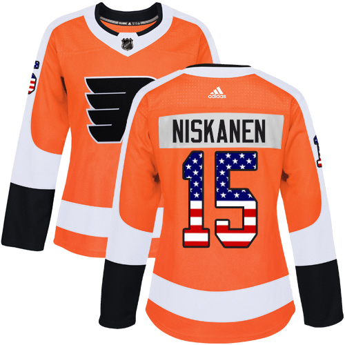 Unique Adidas Flyers #15 Matt Niskanen Orange Home Authentic USA Flag Women's Stitched NHL Jersey to stand out at the arena
