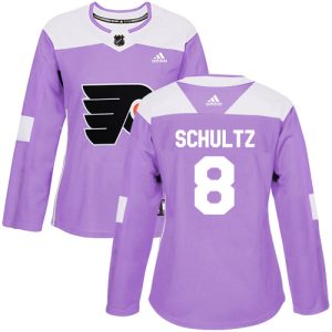 Sleek Adidas Flyers #8 Dave Schultz Purple Authentic Fights Cancer Women's Stitched NHL Jersey for die - hard hockey fans