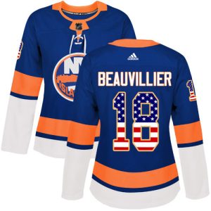 Impressive Adidas Islanders #18 Anthony Beauvillier Royal Blue Home Authentic USA Flag Women's Stitched NHL Jersey to show your team spirit