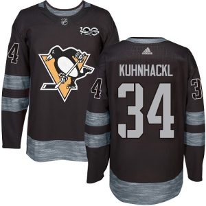 Sleek Adidas Penguins #34 Tom Kuhnhackl Black 1917 2017 100th Anniversary Stitched NHL Jersey for die - hard hockey fans