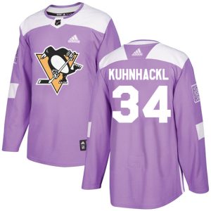 Stylish Adidas Penguins #34 Tom Kuhnhackl Purple Authentic Fights Cancer Stitched NHL Jersey for ultimate sports enthusiasts