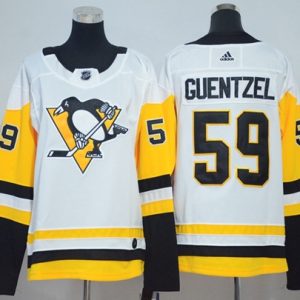 Impressive Adidas Penguins #59 Jake Guentzel White Road Authentic Women's Stitched NHL Jersey for die - hard hockey fans