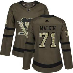Impressive Adidas Penguins #71 Evgeni Malkin Green Salute to Service Women's Stitched NHL Jersey a must - have for collectors