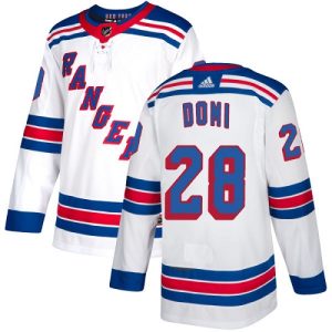 Gorgeous Adidas Rangers #28 Tie Domi White Away Authentic Stitched NHL Jersey a must - have for collectors