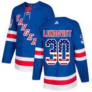 Stunning Adidas Rangers #30 Henrik Lundqvist Royal Blue Home Authentic USA Flag Stitched NHL Jersey for die - hard hockey fans