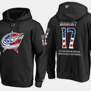 Stunning Blue Jackets #17 Brandon Dubinsky NHL Banner Wave Usa Flag Black Hoodie to complete your fan gear collection