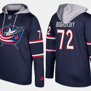 Stunning Blue Jackets #72 Sergei Bobrovsky Navy Name And Number Hoodie to show your team spirit