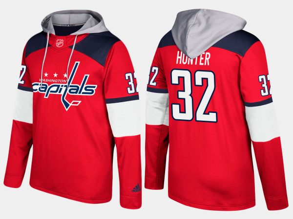 Stunning Capitals #32 Dale Hunter Red Name And Number Hoodie perfect for game days