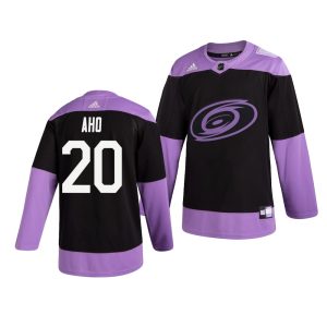 Amazing Carolina Hurricanes #20 Sebastian Aho Adidas Men's Hockey Fights Cancer Practice NHL Jersey Black for ultimate sports enthusiasts