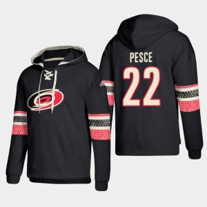 Stylish Carolina Hurricanes #22 Brett Pesce Black adidas Lace Up Pullover Hoodie perfect for game days