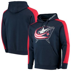 Sleek Columbus Blue Jackets Fanatics Branded Iconic Blocked Pullover Hoodie Navy for die - hard hockey fans