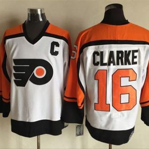 Unique Flyers #16 Bobby Clarke White/Black CCM Throwback Stitched NHL Jersey to show your team spirit