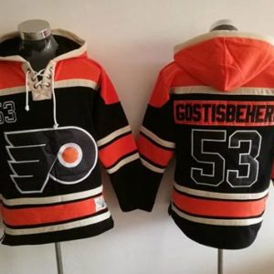 Fantastic Flyers #53 Shayne Gostisbehere Black Sawyer Hooded Sweatshirt Stitched NHL Jersey to stand out at the arena